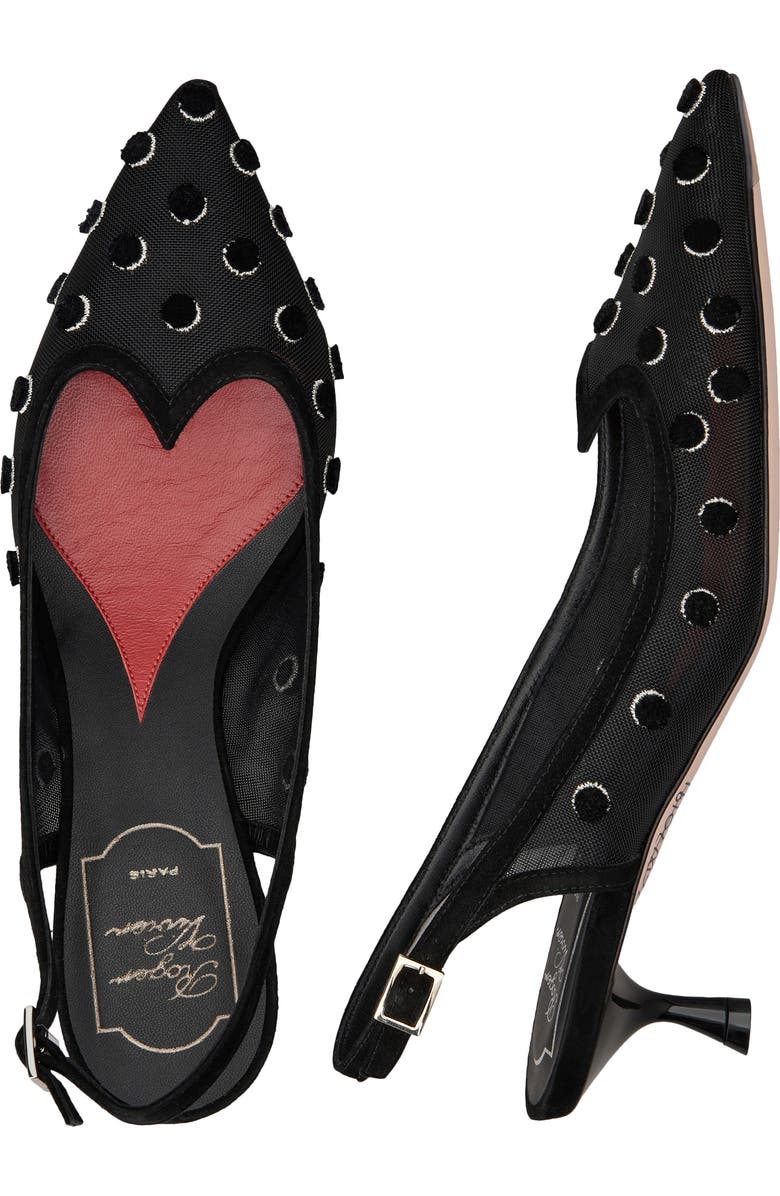 Roger Vivier I Love Polka Dot Slingback Pump, Alternate, color, Nero