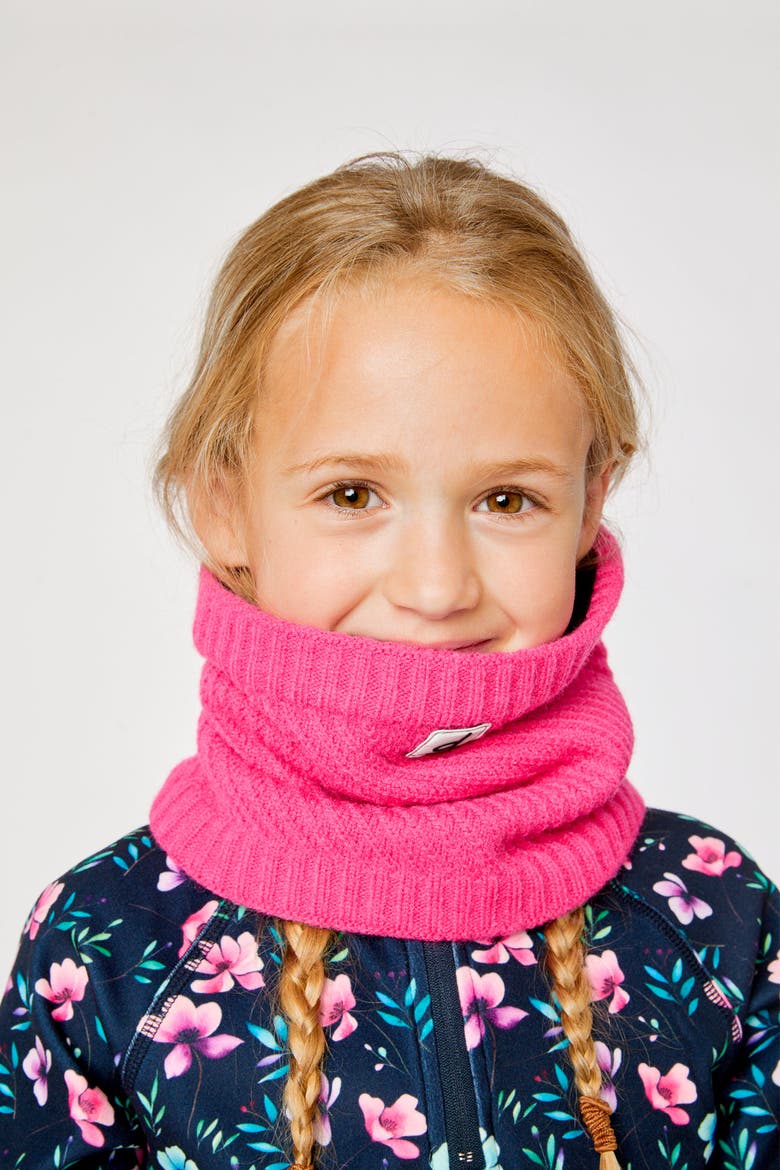 Knit Fleece-Lined Neckwarmer, Alternate, color, Bright Pink