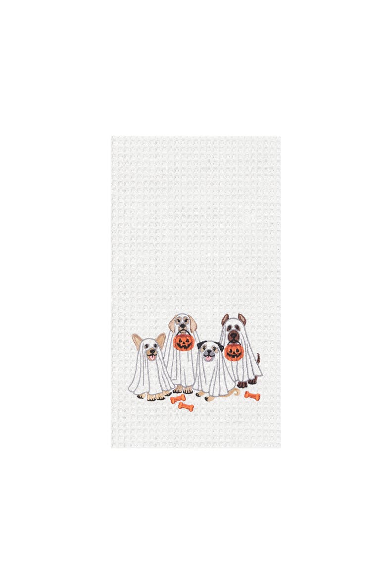 Trick or Treat Halloween Costume Ghost Dogs 100% Cotton Waffle Weave Dishtowel, Main, color, Orange