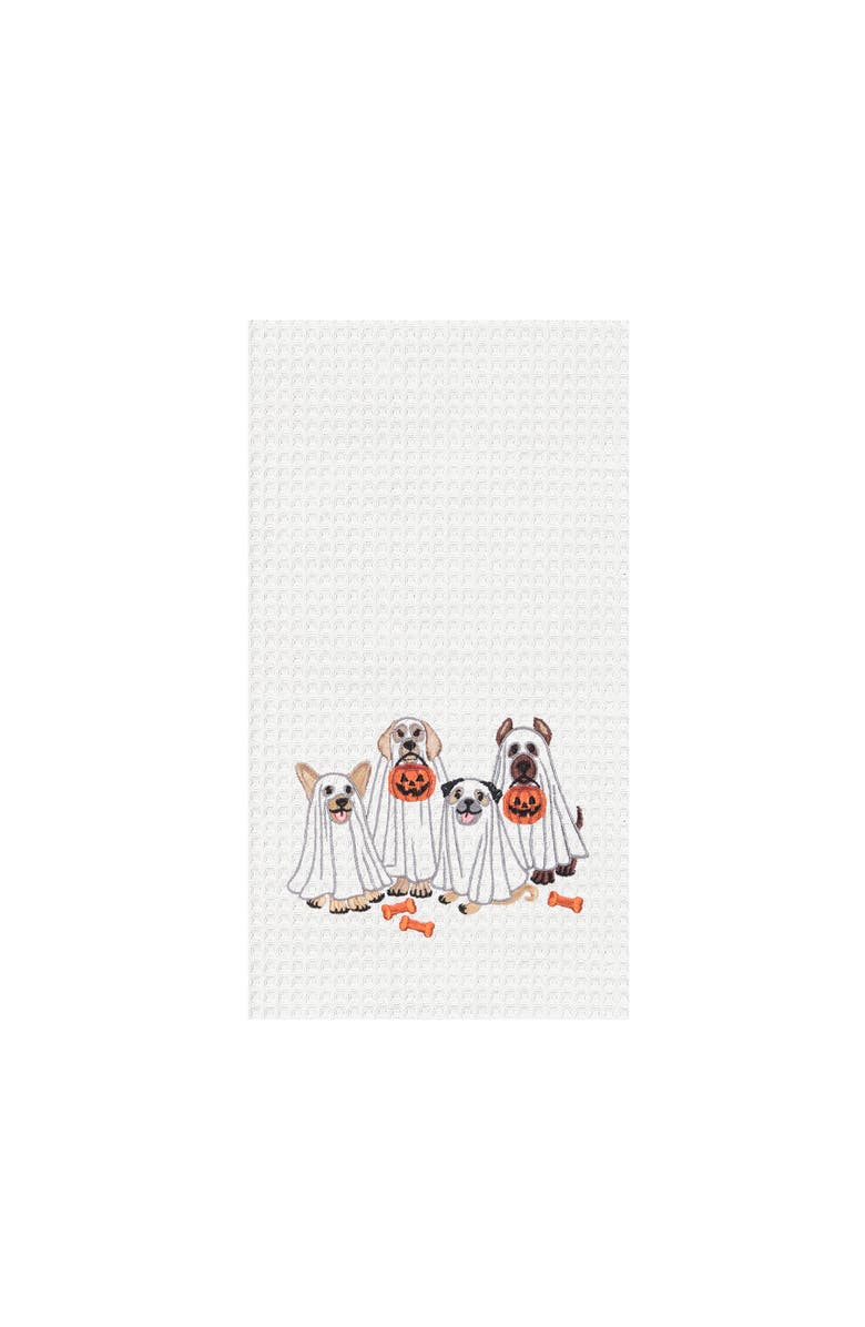 C&F Home Trick or Treat Halloween Costume Ghost Dogs 100% Cotton Waffle Weave Dishtowel, Main, color, 