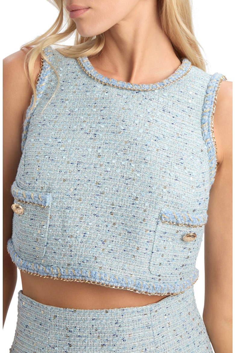Elina Bouclé Crop Top, Alternate, color, BLUE BOUCLE