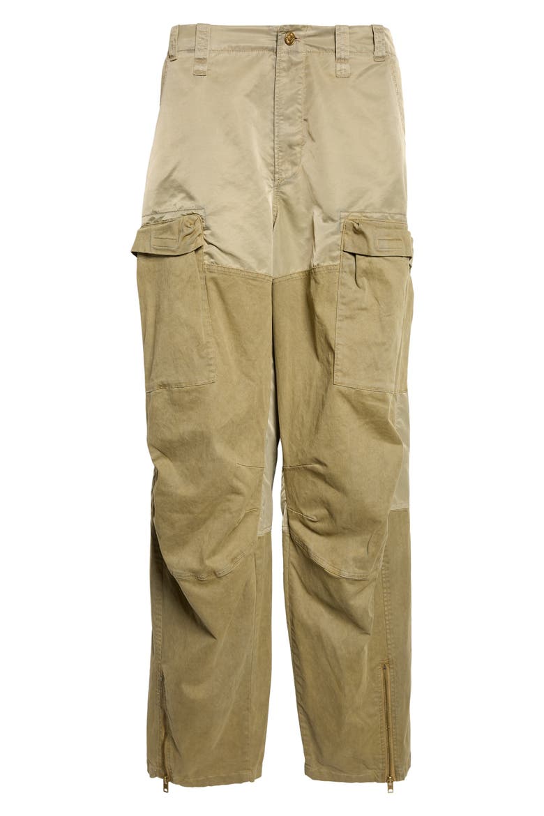 P-Arker Mixed Media Zip Hem Cargo Pants, Main, color, KHAKI