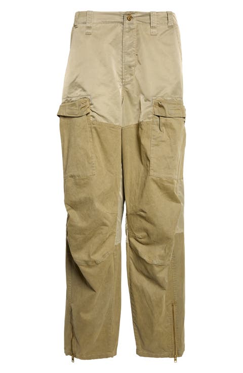 P-Arker Mixed Media Zip Hem Cargo Pants