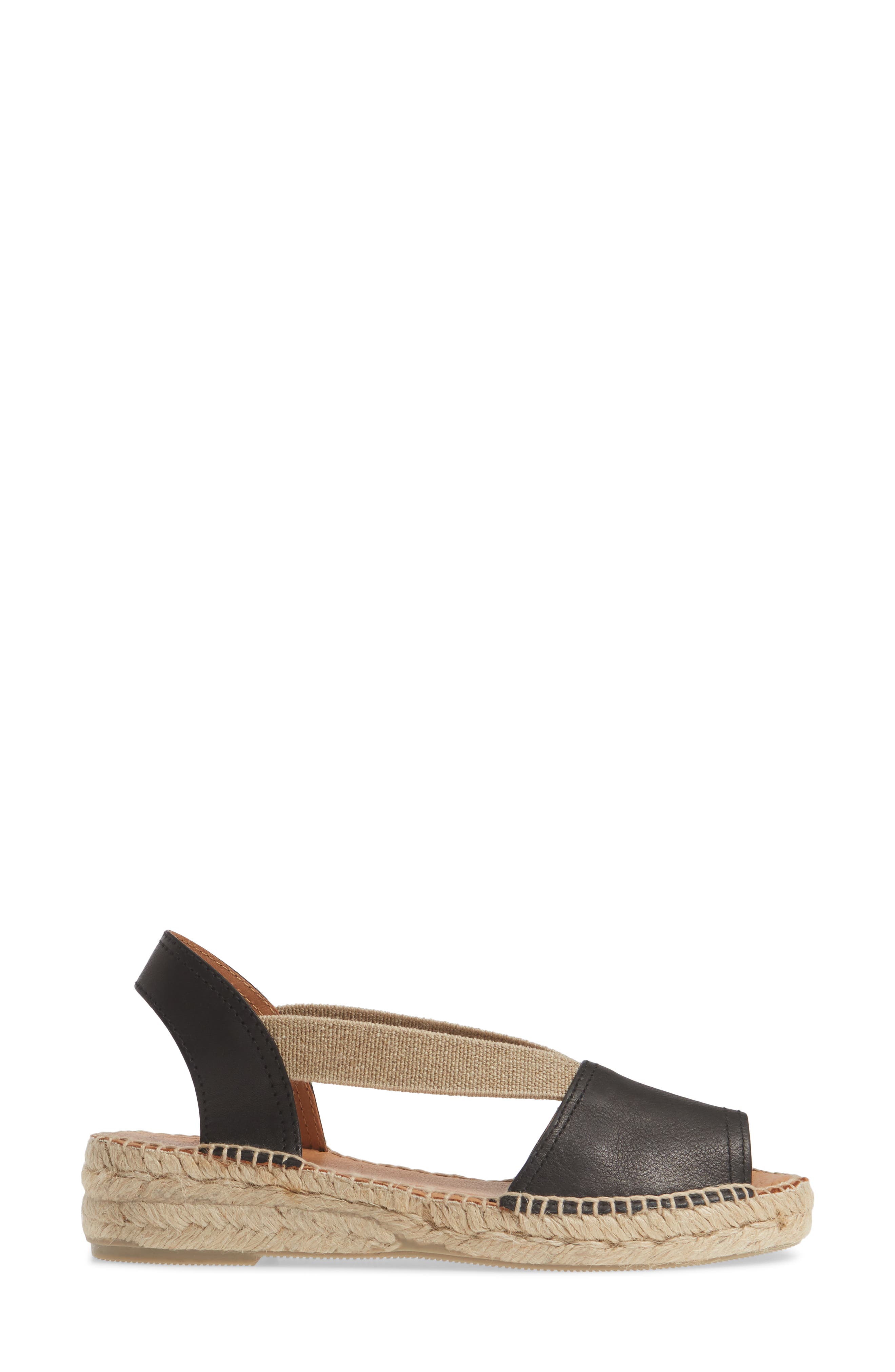 Toni Pons Etna Espadrille Sandal, Alternate, color, Black Leather