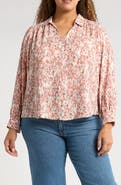 Halogen® Ikat Floral Popover Top