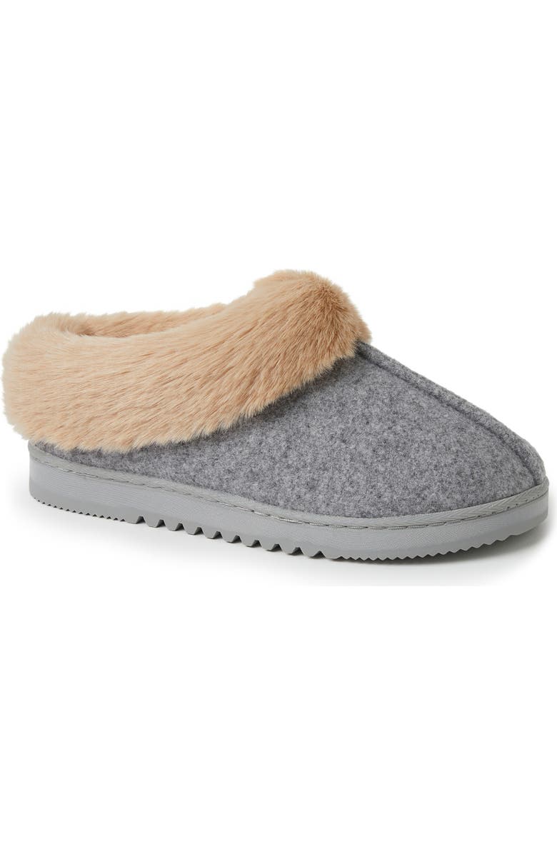 DEARFOAMS Chloe Faux Fur Trim Clog Slipper, Main, color,
