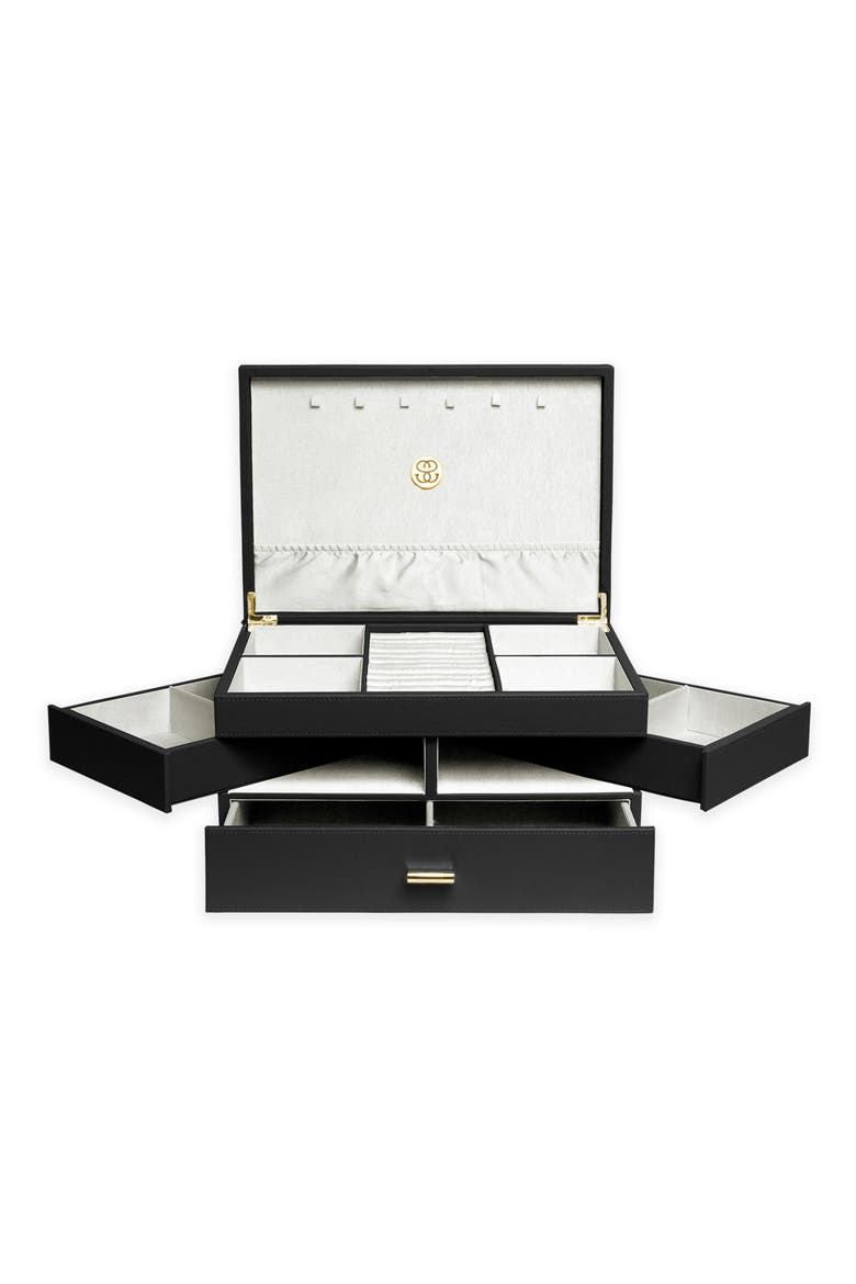 Large Jewelry Box, Alternate, color, BLACK/ IVORY
