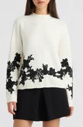 NVLT Mock Neck Lace Appliqu Sweater