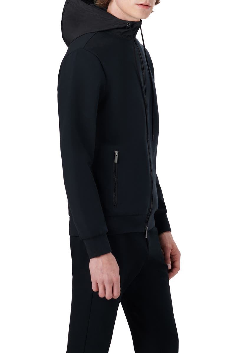 Bugatchi Stretch Cotton Zip-Up Hooded Jacket, Alternate, color, 