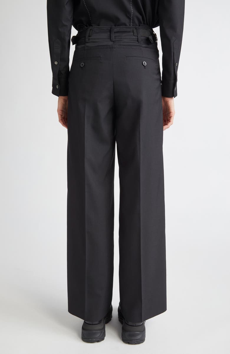 Sacai Suiting Mixed Media Straight Leg Pants, Alternate, color, Black
