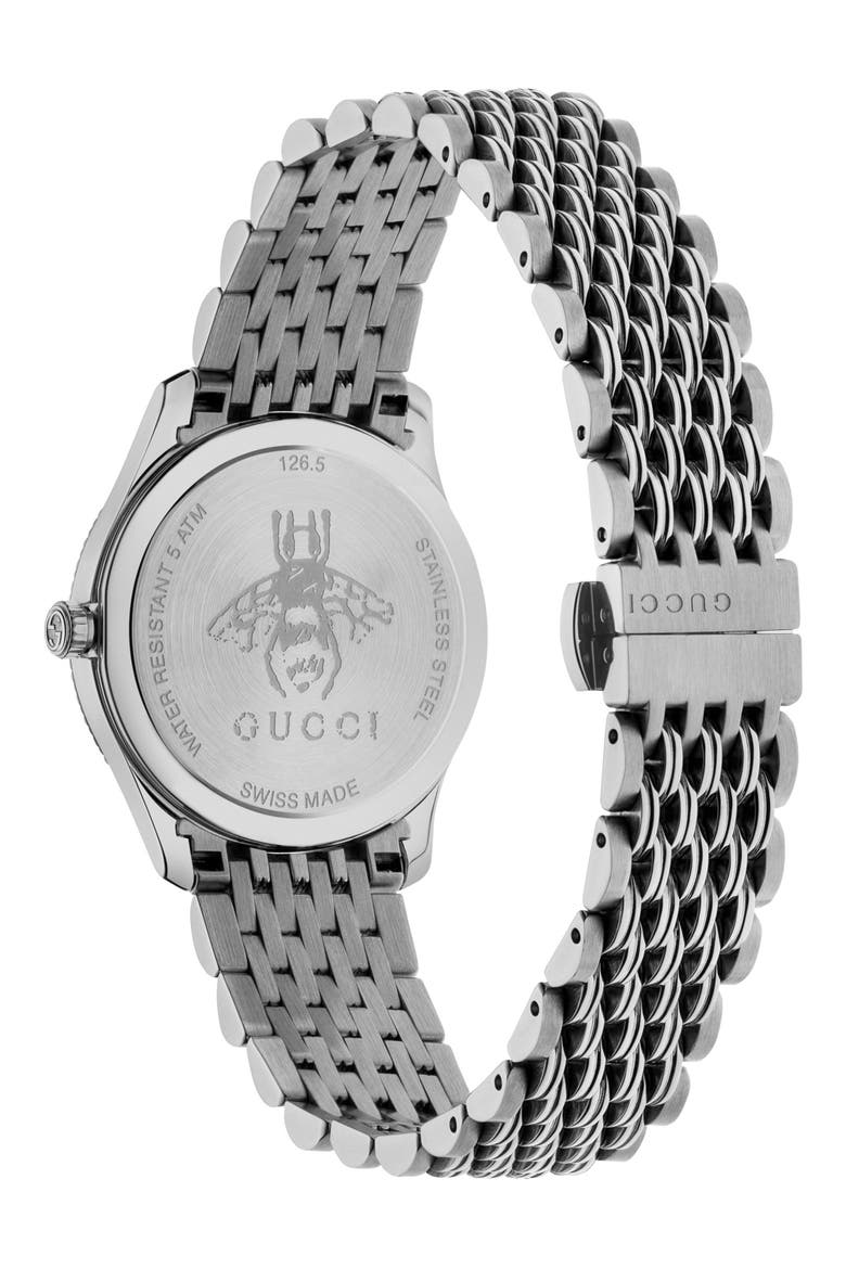 G-Timeless Bee Bracelet Watch, 29mm, Alternate, color, SILVER