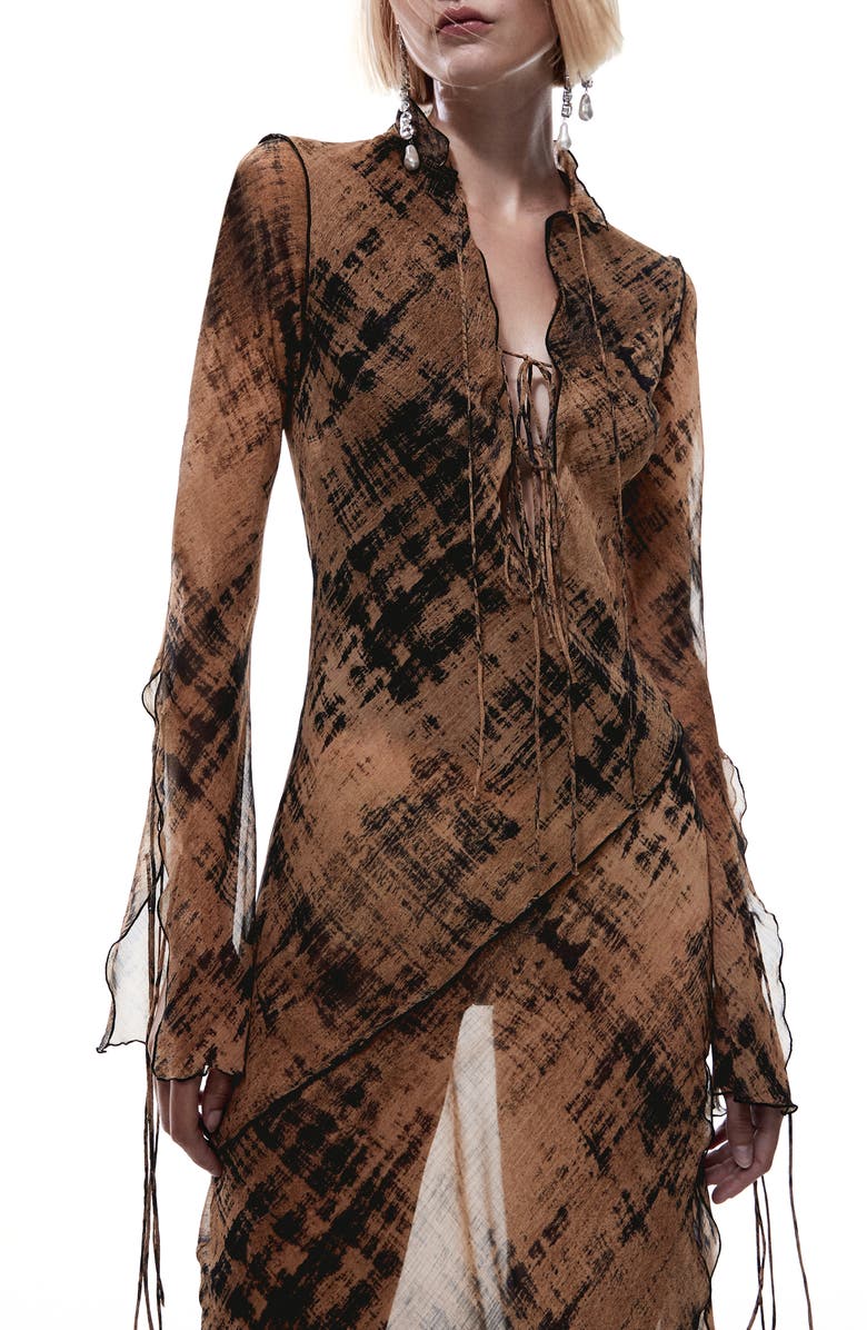 MANGO Print Long Sleeve Maxi Dress, Alternate, color, 