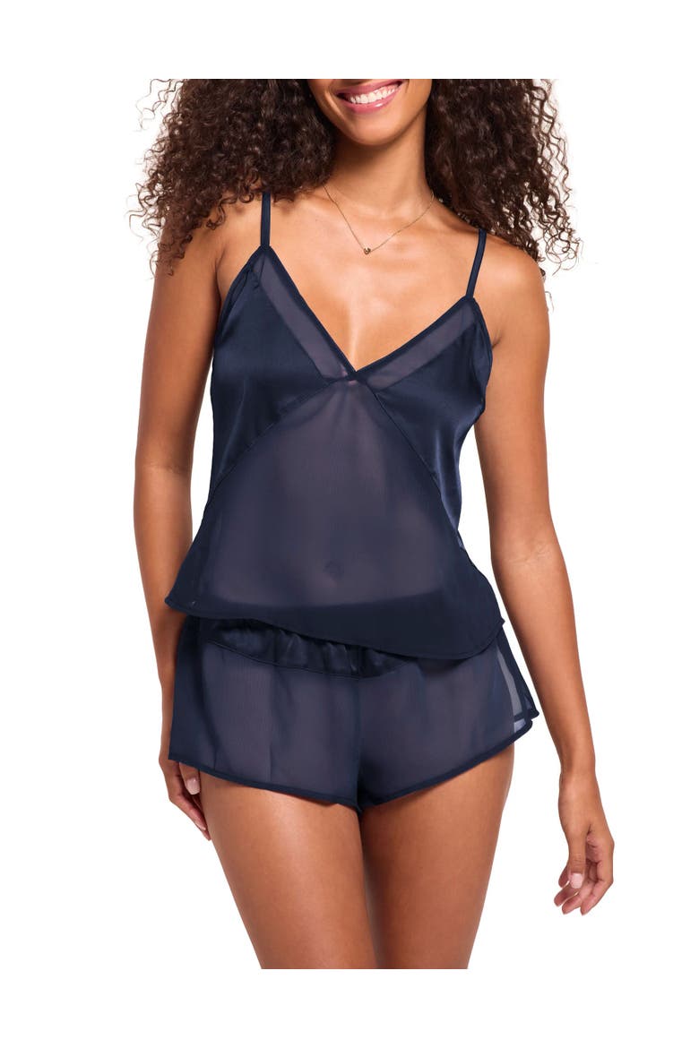 Kimberley Backless Cami & Flutter Shorts Set Lingerie, Main, color, Dark blue