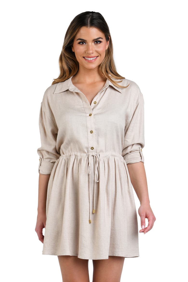 Delphine Cover-Up Shirtdress, Alternate, color, TAUPE