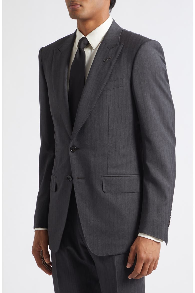 Herringbone Stripe Wool Blend Suit, Alternate, color, TAZ DARK GREY