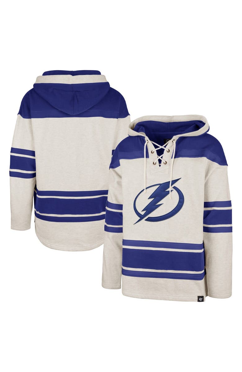'47 Men's '47 Oatmeal Tampa Bay Lightning Rockaway Lace-Up Pullover Hoodie, Alternate, color, Oatmeal