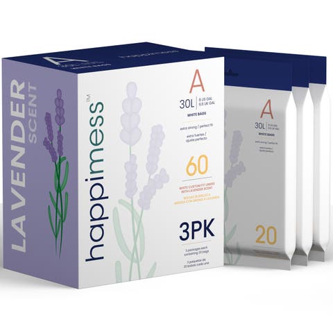 Scented Trash Can Liners, White Drawstring, (60 Count, 3 Packs)