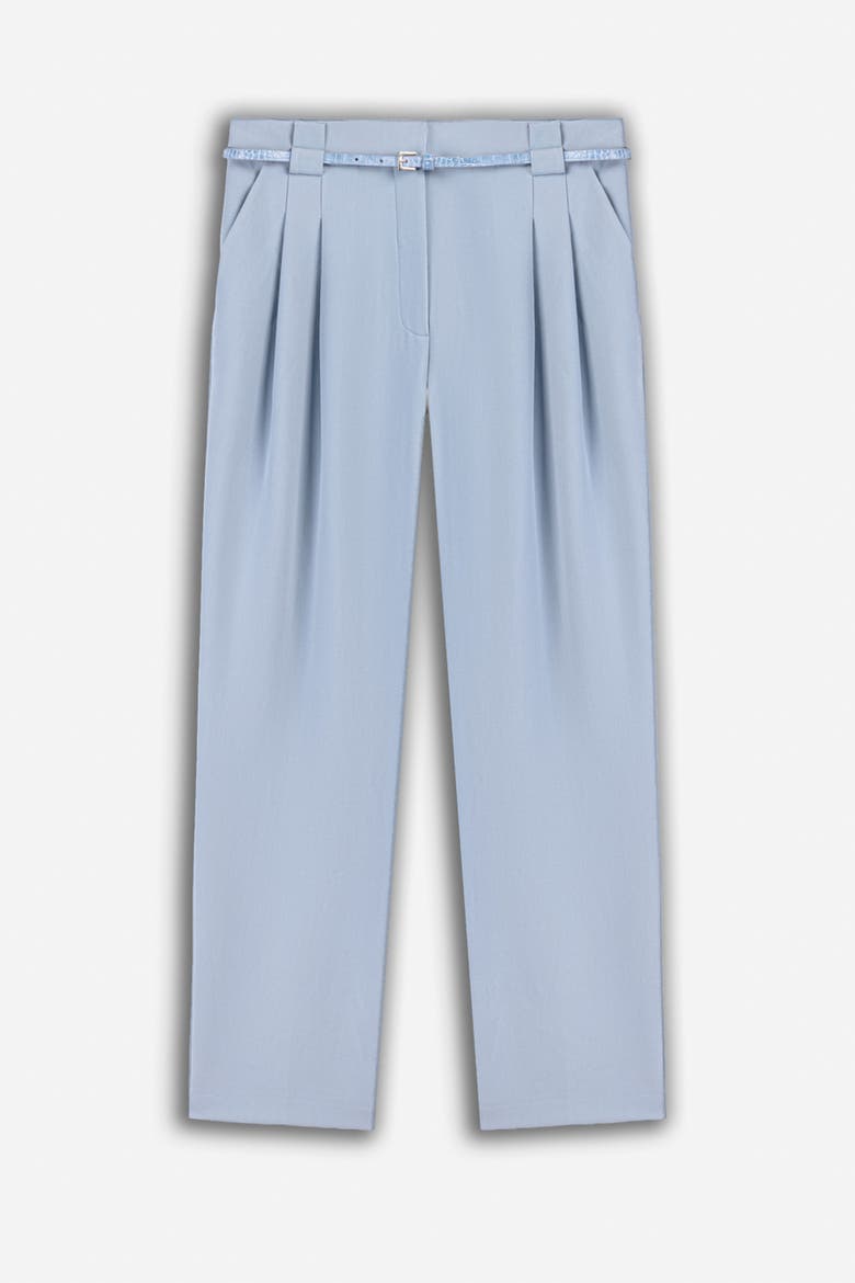 Belt Detail Double Pleat Trousers, Main, color, Blue