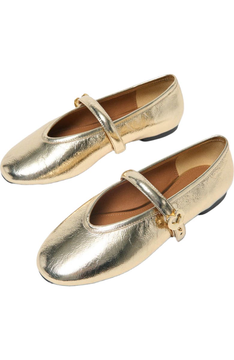 maje Metallic leather ballet flats, Alternate, color, Light Gold