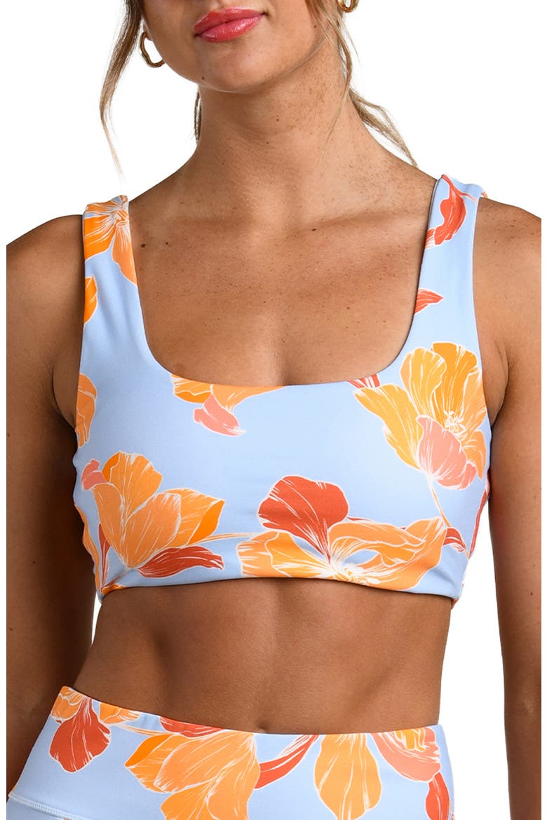 Outline Floral Scoop Neck Reversible Sports Bra, Main, color, DRIFT
