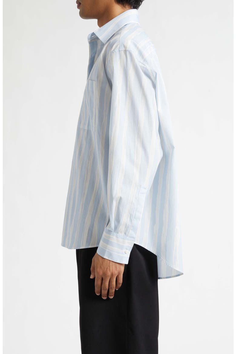 La Chemise Camargue Cotton Button-Up Shirt, Alternate, color, BLUE BEIGE GOUACHE PRINT