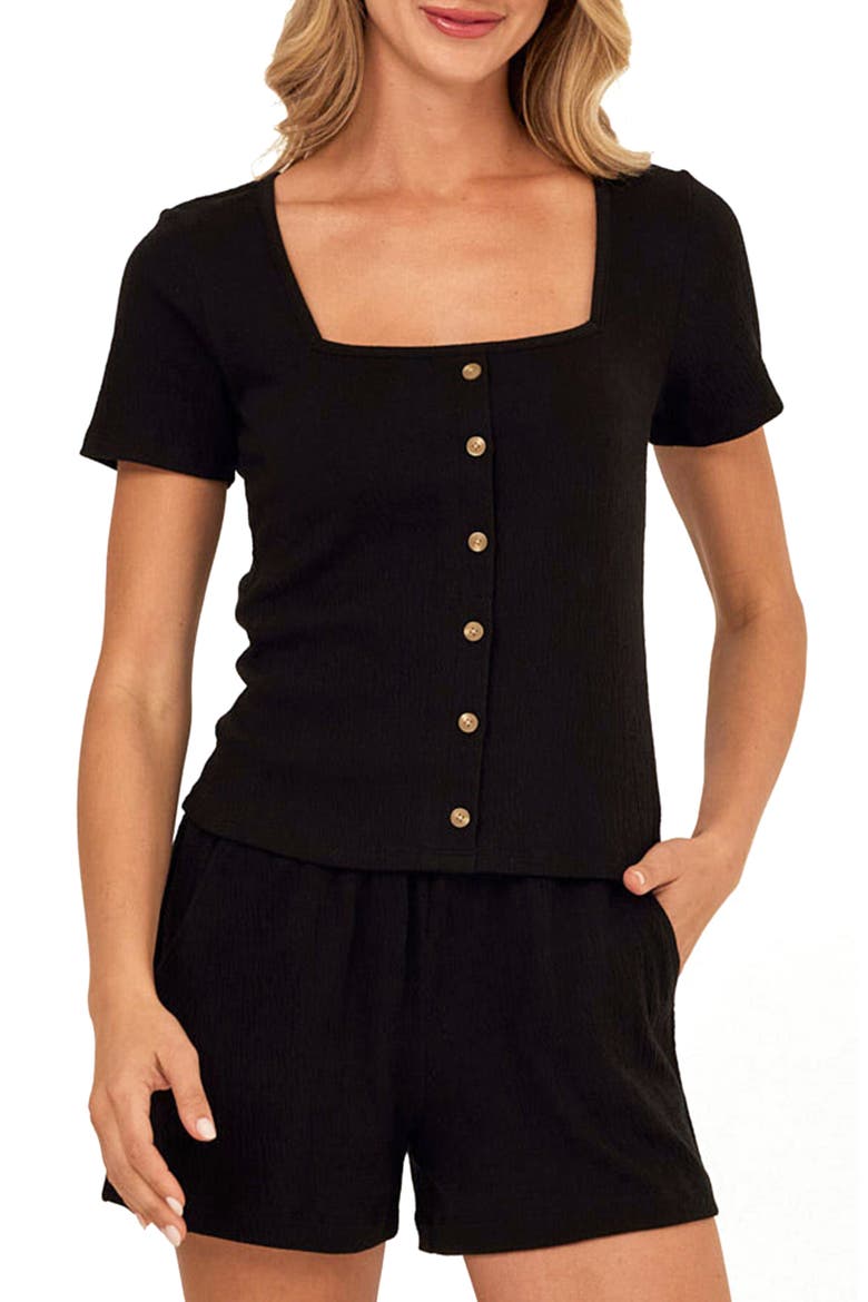 Jamila Smocked Square Neck Top, Main, color, BLACK