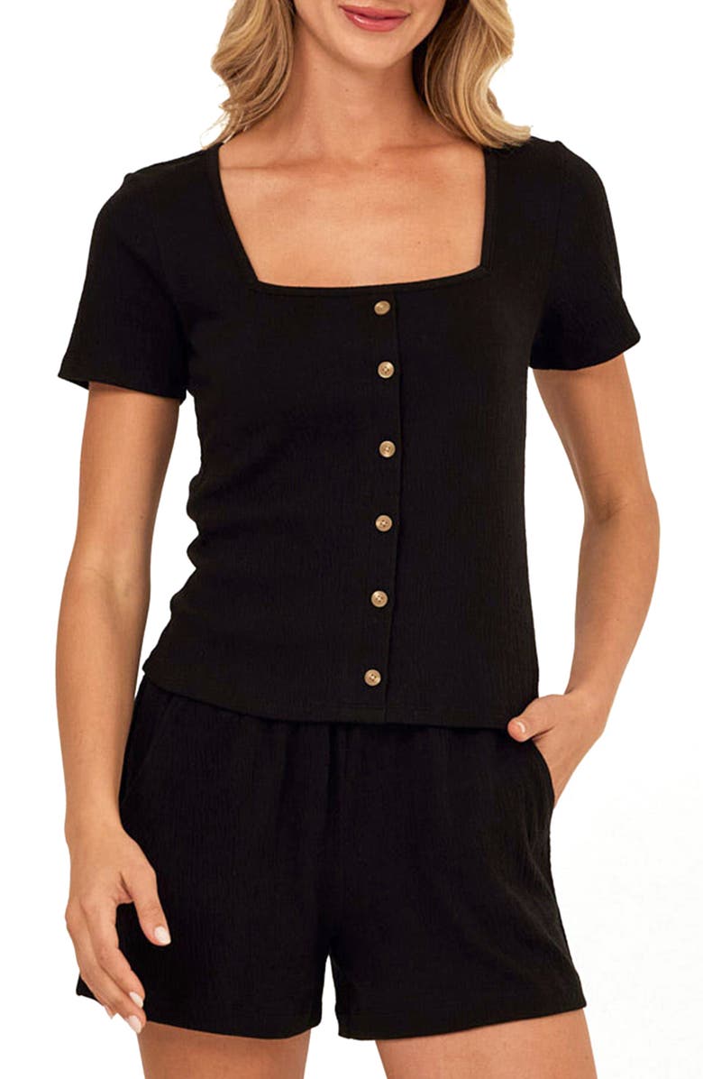 Threads 4 Thought Jamila Smocked Square Neck Top, Main, color, Black