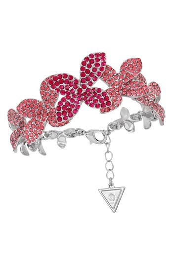 Guess Crystal Flower Chain Bracelet In Metallic