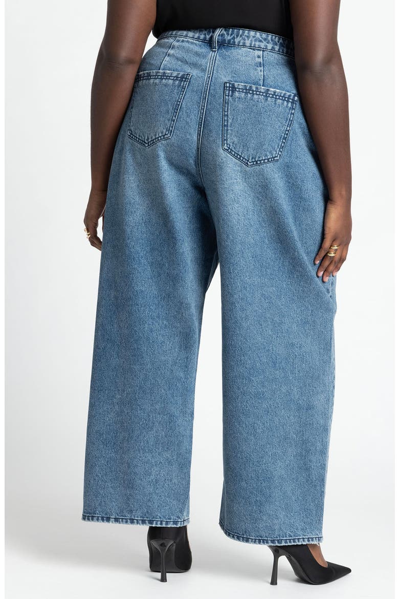 Snap Waist Slouchy Wide Leg Jeans, Alternate, color, MEDIUM WASH