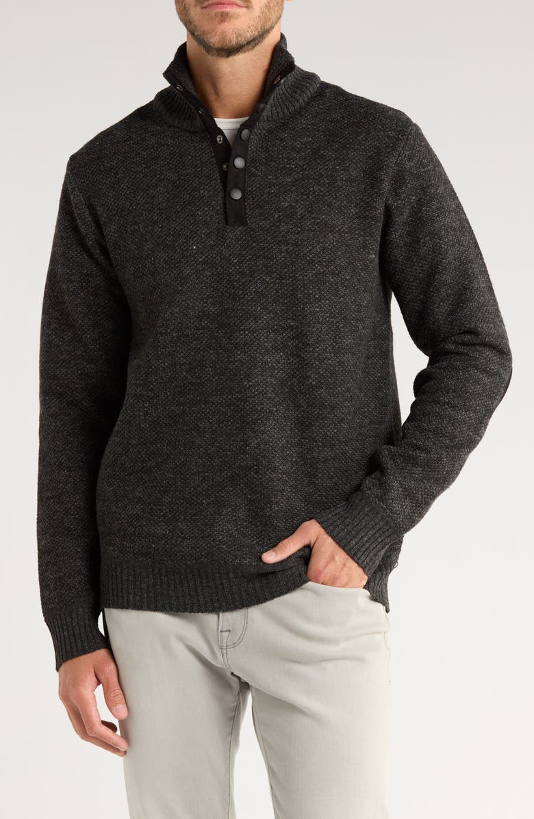 Buffalo Jeans Weebery Quarter Button Pullover, Main, color, Black Mix