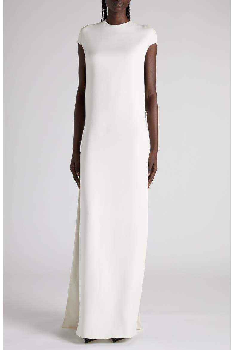 Stretch Silk Georgette Evening Gown, Main, color, CHALK