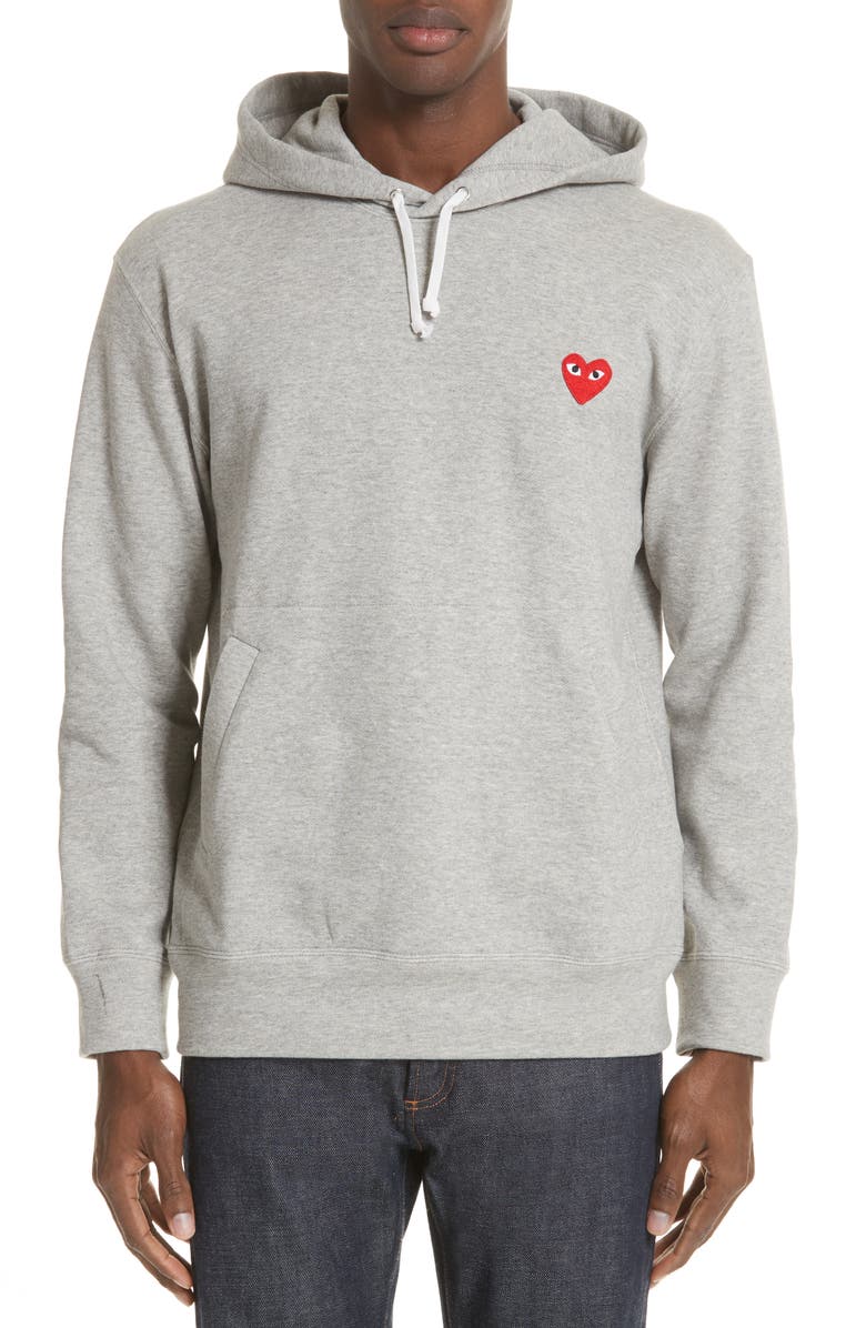 Comme des Garçons PLAY Red Heart Hoodie, Main, color, Grey