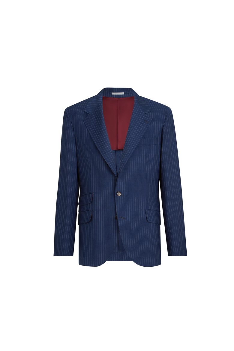 Chalk stripe deconstructed blazer, Alternate, color, Blue