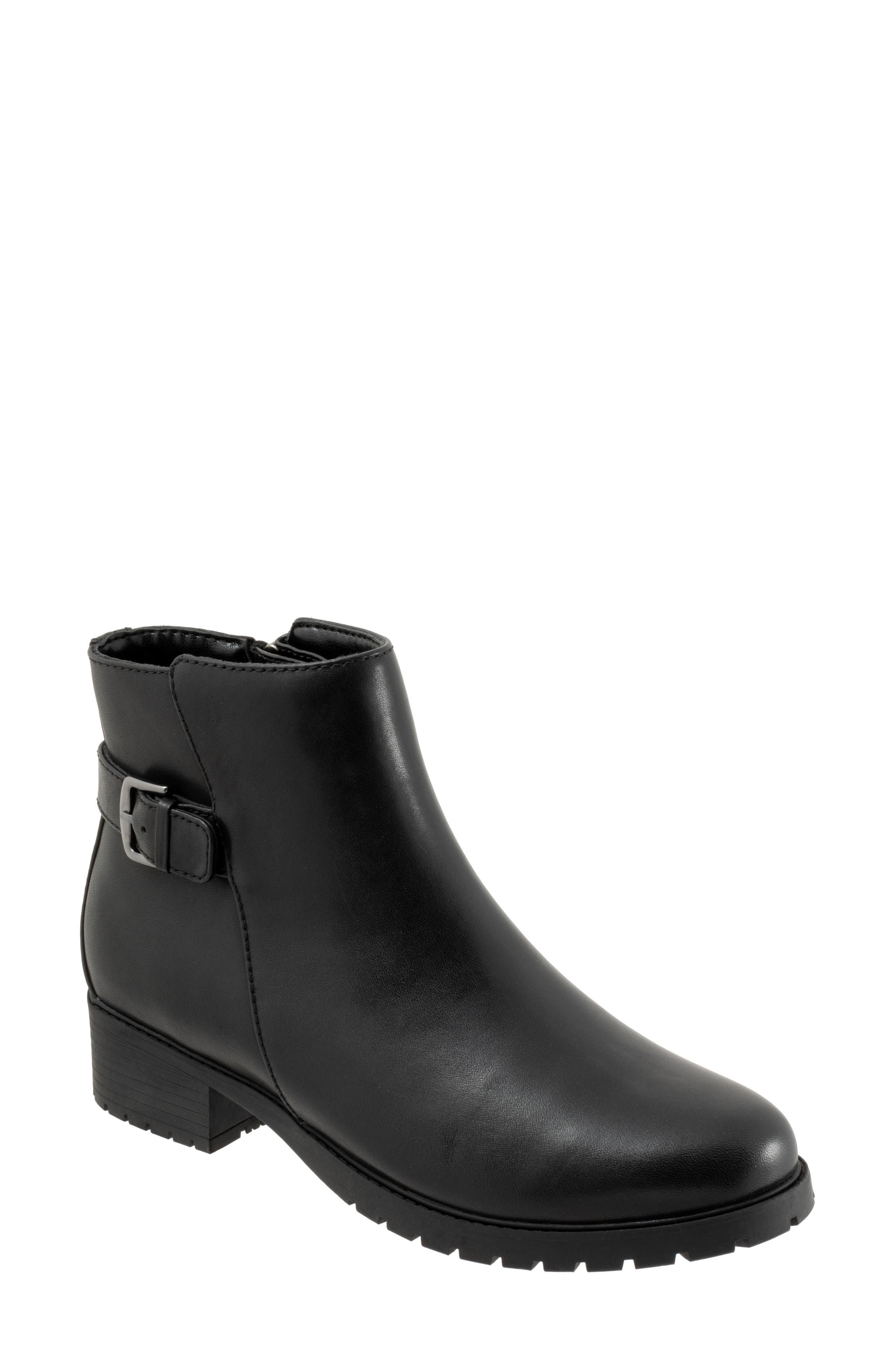 Marigold Waterproof Leather Ankle Bootie, Main, color, BLACK