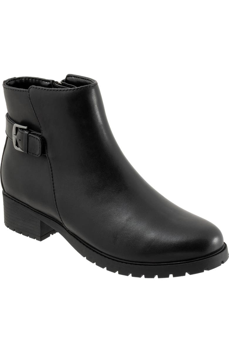 SoftWalk<sup>®</sup> Marigold Waterproof Leather Ankle Bootie, Main, color, Black