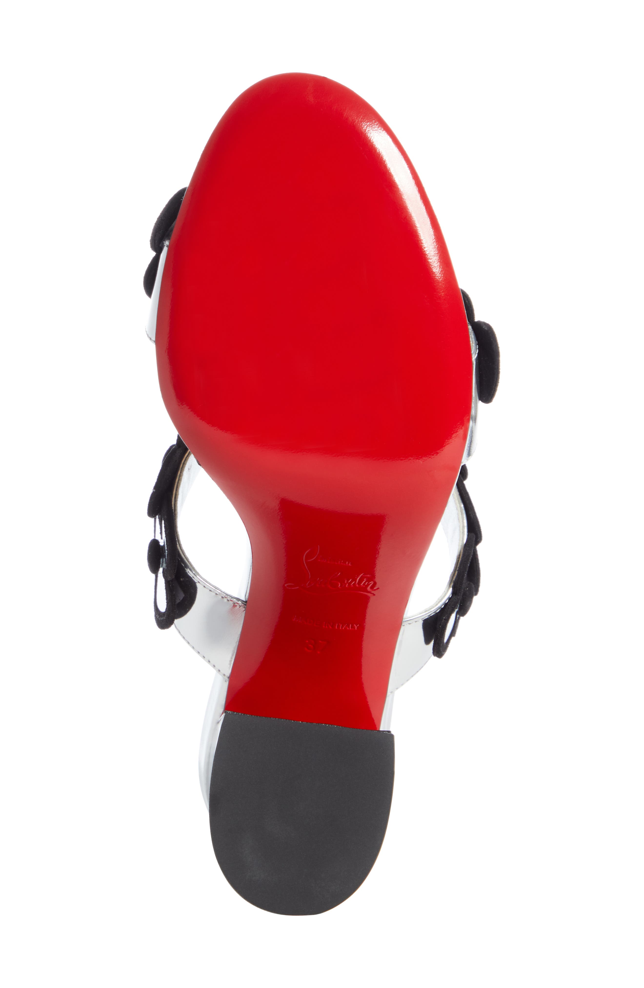 Christian Louboutin Tres Pansy Flower Block Heel Sandal, Alternate, color, 