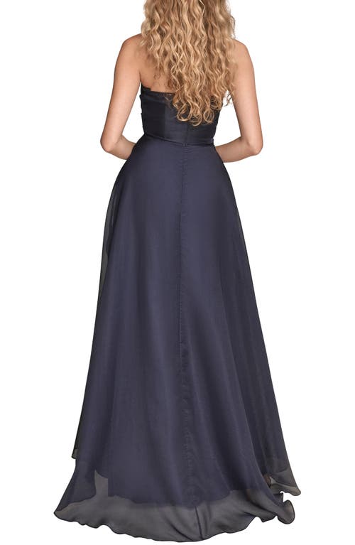 Donna Karan New York Strapless Ruched Bodice Gown In Black