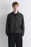 COS Pinstriped Denim Zip-Up Overshirt