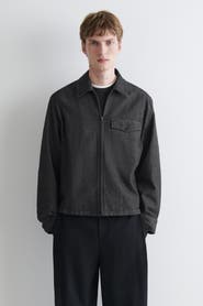 COS Pinstriped Denim Zip-Up Overshirt