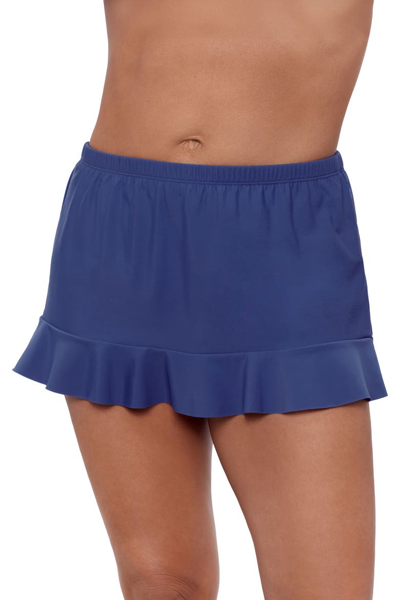 High Waist Slimming Ruffle Skirt Swimsuit Bottom, Main, color, Cerulean