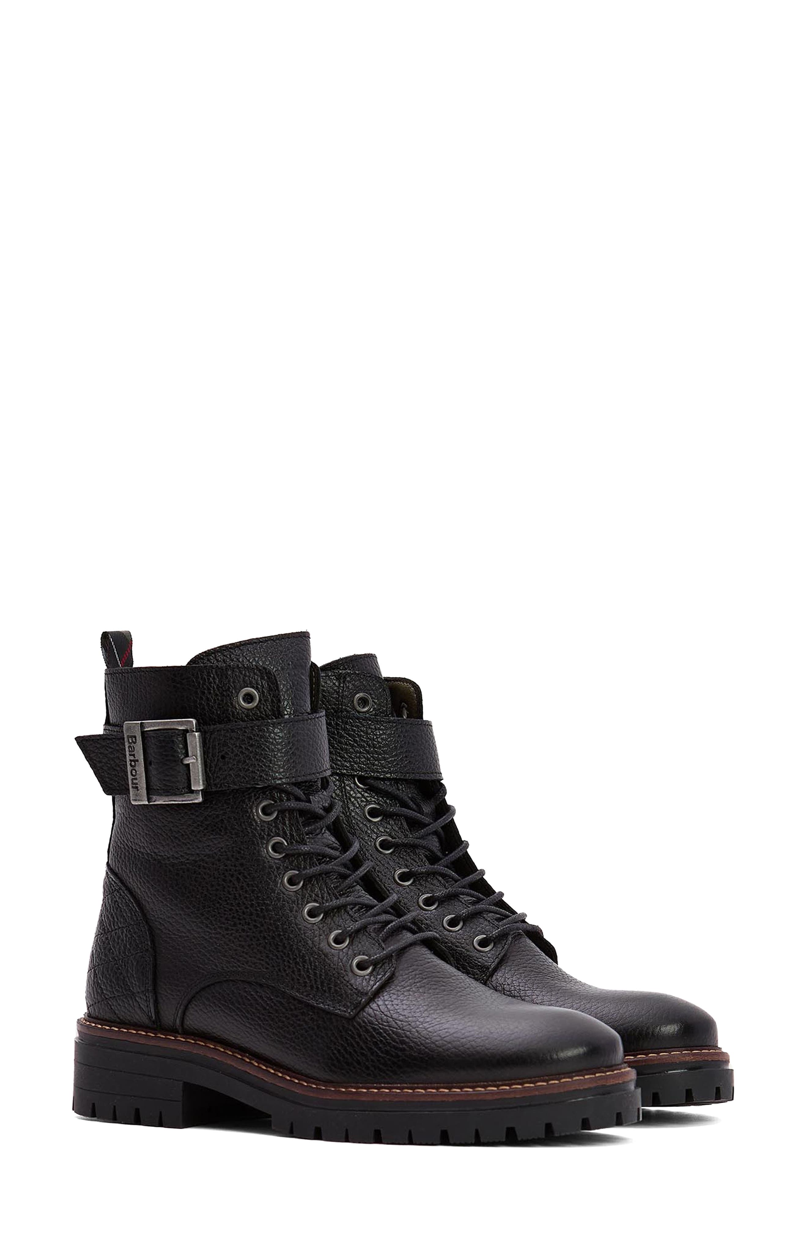 Barbour Heidi Combat Boot, Main, color, Black