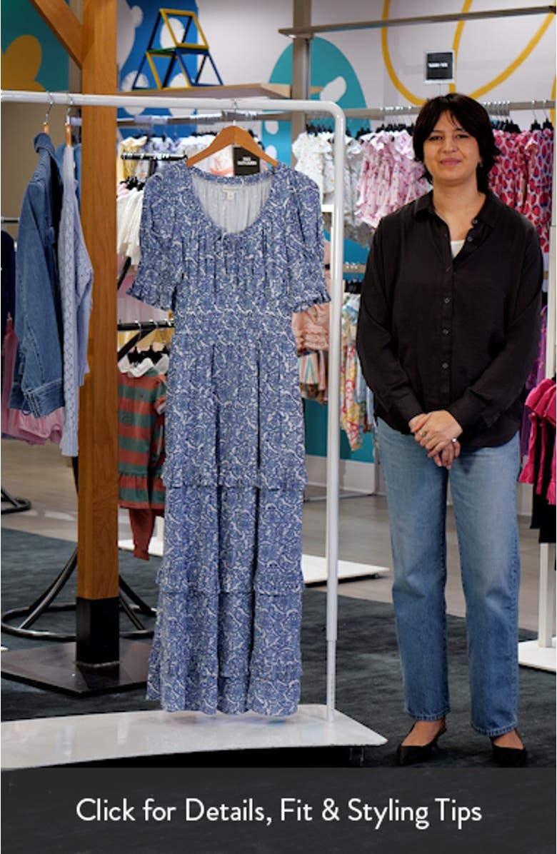 Smock Waist Ruffle Trim Tiered Maxi Dress, sales video thumbnail