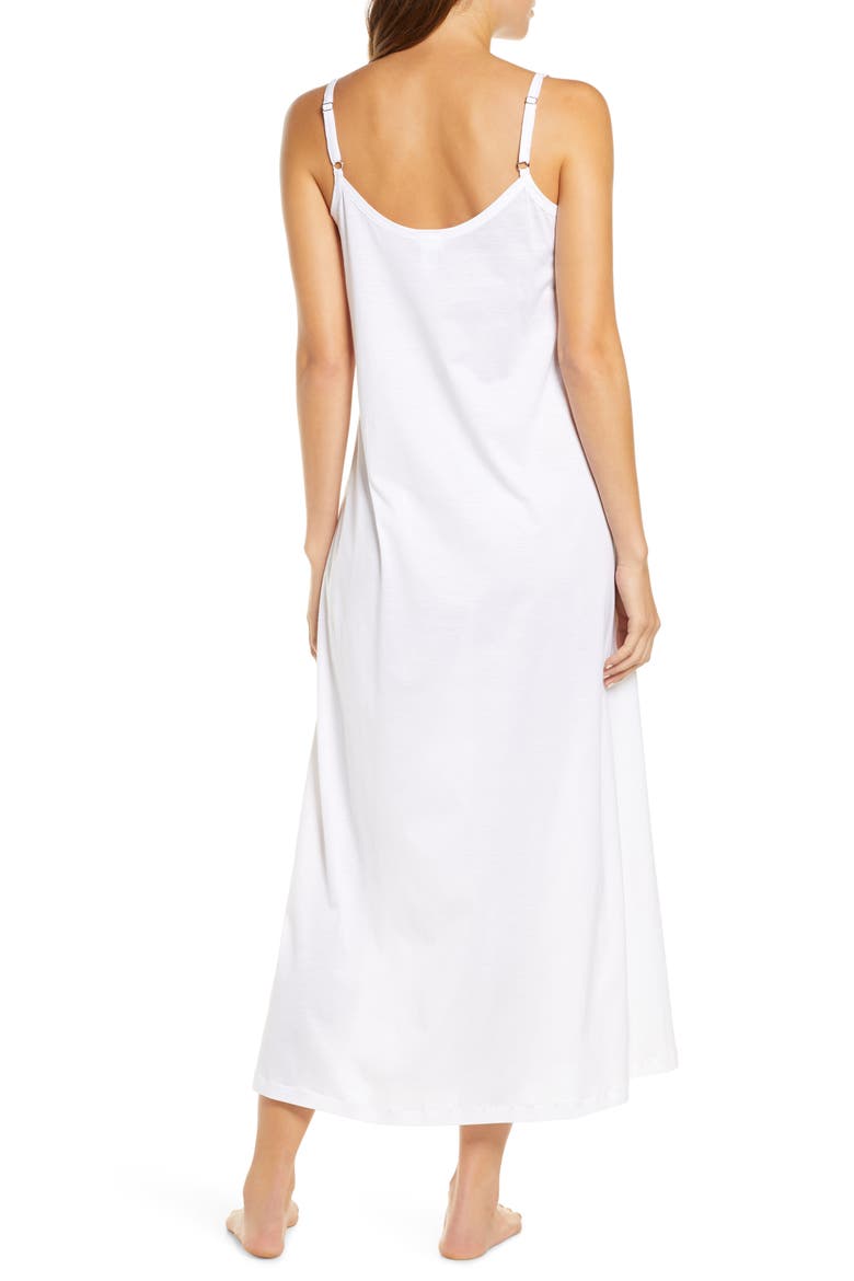 Juliet Pleat Neck Cotton Nightgown, Alternate, color, WHITE