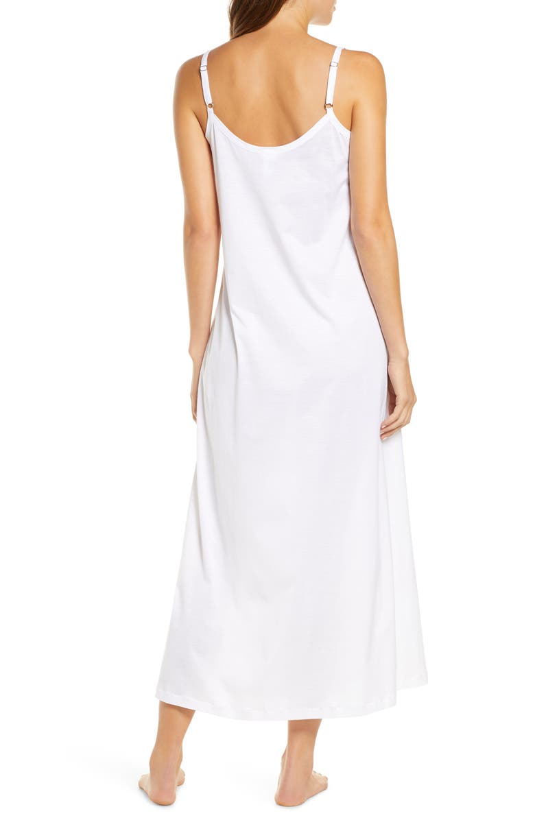 Hanro Juliet Pleat Neck Cotton Nightgown, Alternate, color, White