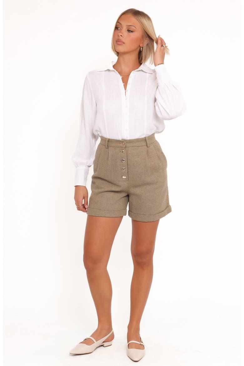 Denise Tailored Shorts, Alternate, color, TAUPE