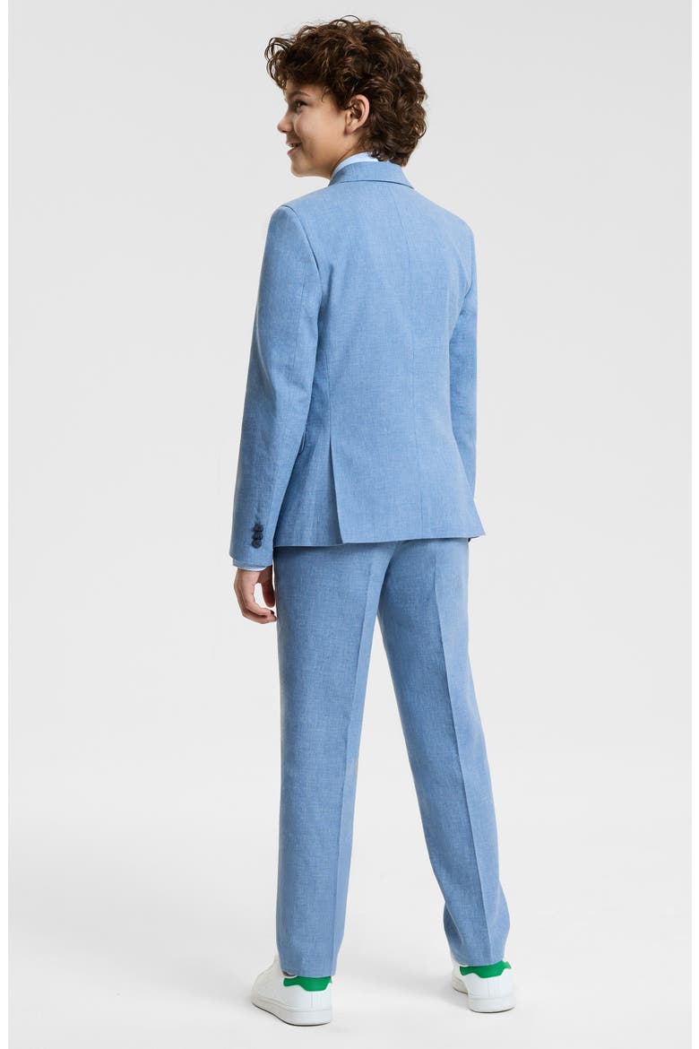 Kids' Blue Linen Blend Sport Coat, Alternate, color, BLUE