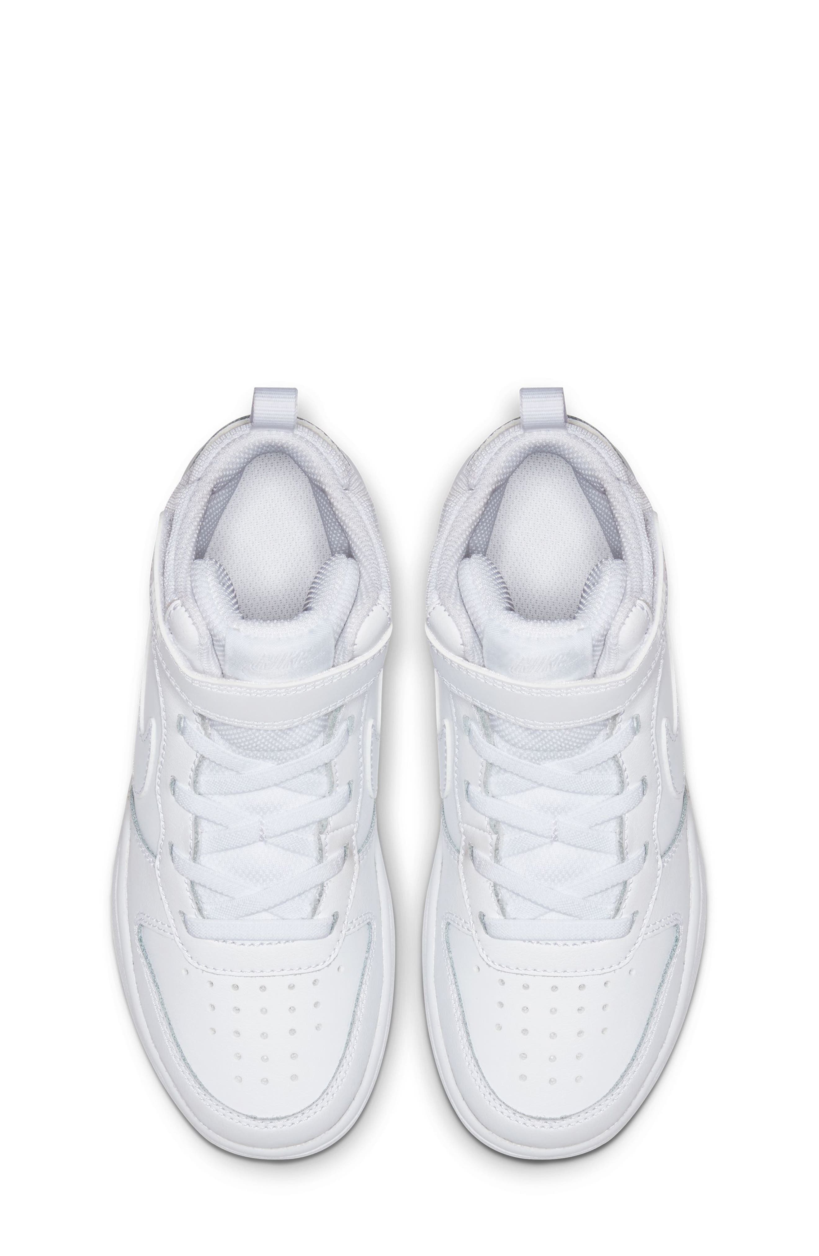 Nike Kids' Court Borough Mid 2 Basketball Shoe, Alternate, color, 100 White/White