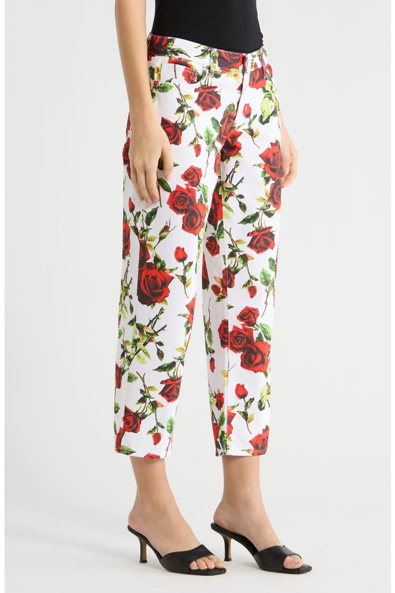 Blaine Rose Stovepipe Nonstretch Jeans, Alternate, color, WHITE/ RED ROMANTIC ROSE