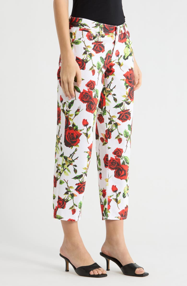 L'AGENCE Blaine Rose Stovepipe Nonstretch Jeans, Alternate, color, White/ Red Romantic Rose