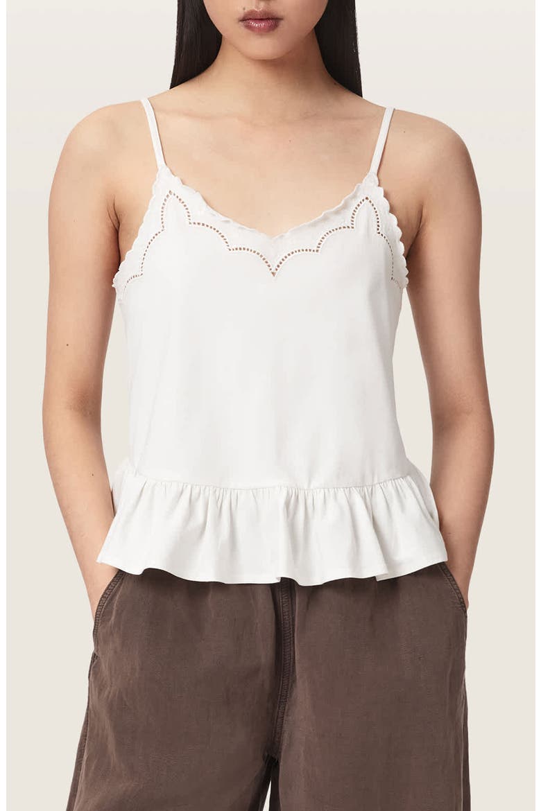 Georgia Lace Trim Peplum Camisole, Main, color, WHITE